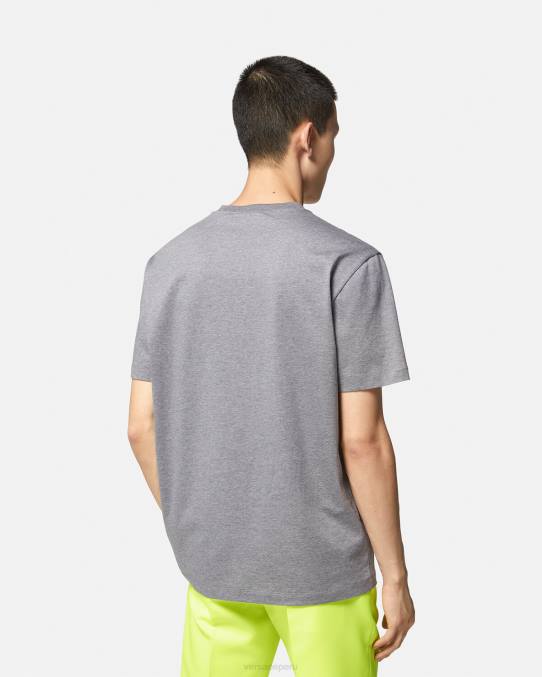 Versace ropa hombres camiseta con logo barroco bordado 6BPV1410 gris