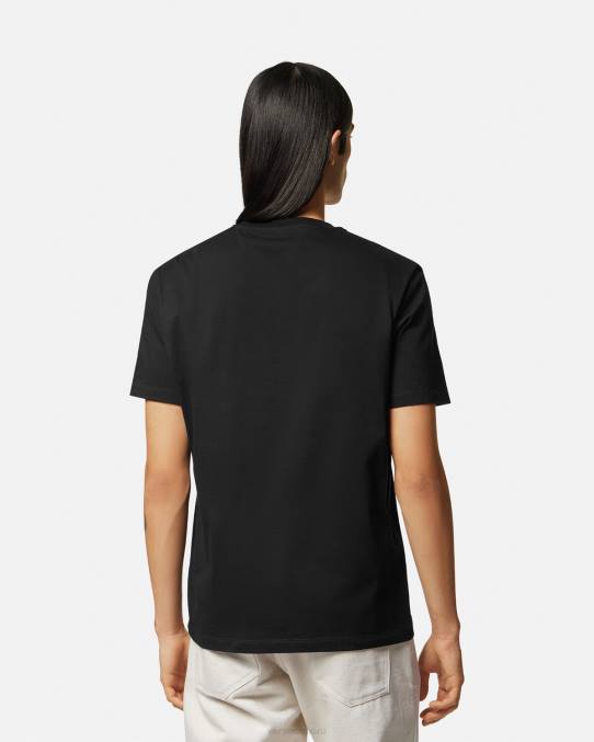 Versace ropa hombres camiseta con logo barroco de conchas marinas 6BPV1359 negro