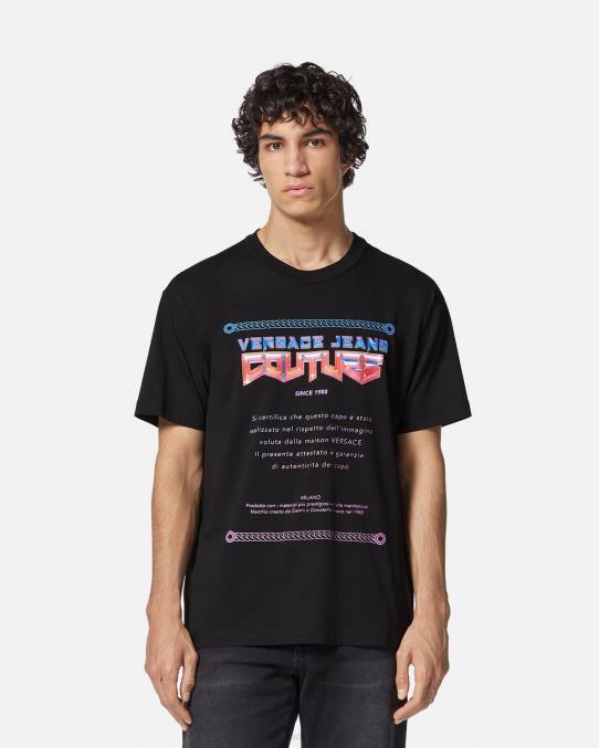 Versace ropa hombres camiseta con logo de garantía 6BPV2368 negro