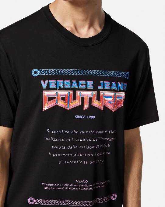 Versace ropa hombres camiseta con logo de garantía 6BPV2368 negro