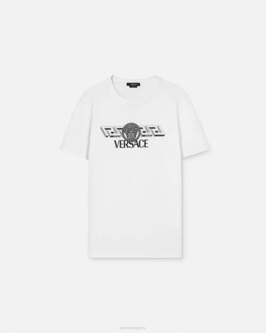 Versace ropa hombres camiseta con logo de la greca 6BPV1408 blanco