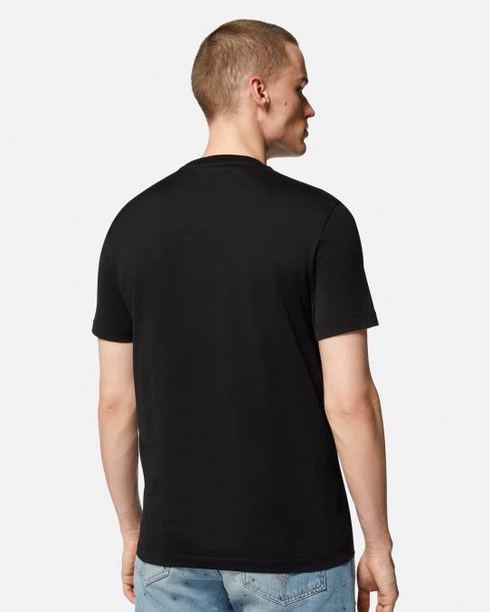 Versace ropa hombres camiseta con logo de la greca 6BPV1409 negro