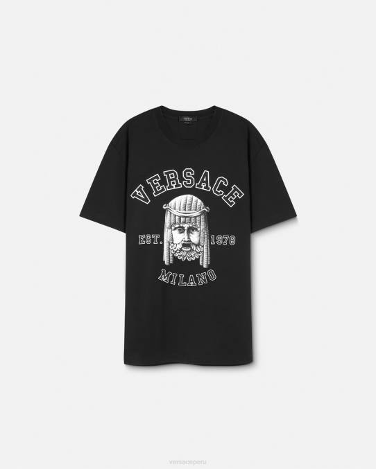 Versace ropa hombres camiseta con logo de la maschera 6BPV1385 negro