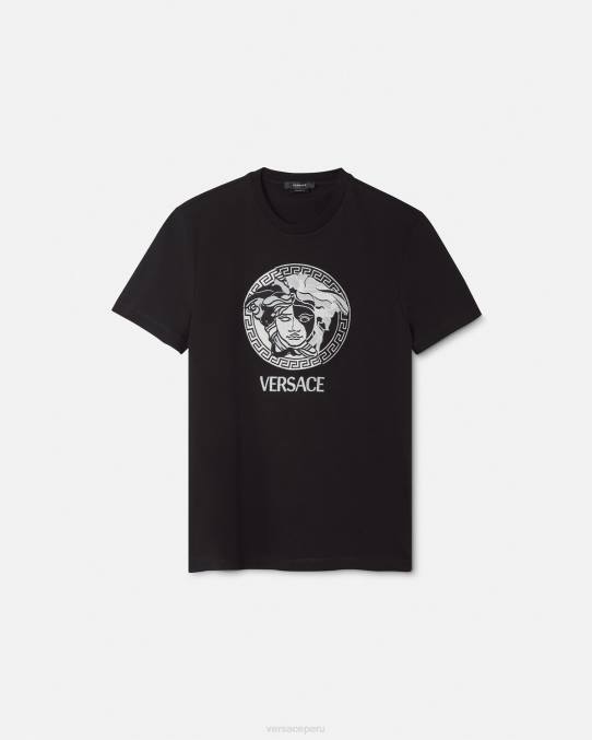 Versace ropa hombres camiseta con logo de medusa 6BPV1397 negro