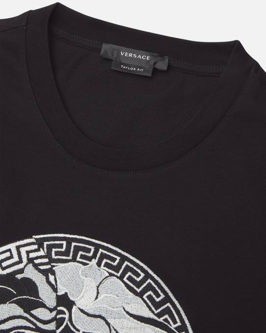 Versace ropa hombres camiseta con logo de medusa 6BPV1397 negro