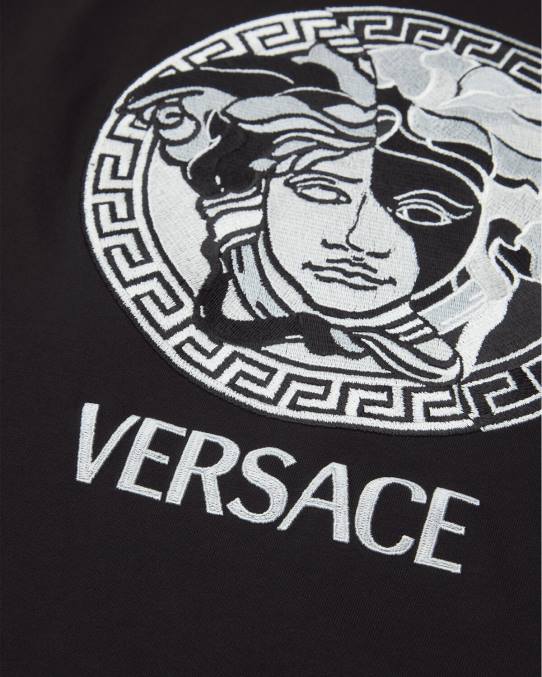 Versace ropa hombres camiseta con logo de medusa 6BPV1397 negro