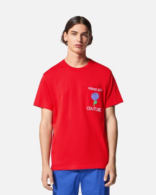 Versace ropa hombres camiseta con logo de rosas 6BPV2373 naranja