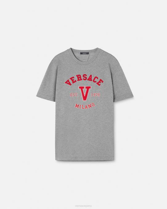 Versace ropa hombres camiseta con logo universitario 6BPV1403 gris