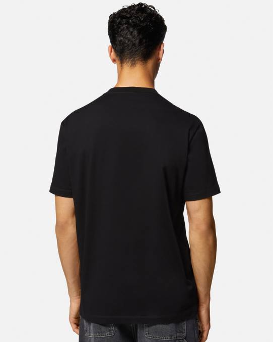 Versace ropa hombres camiseta con logo universitario bordado 6BPV1404 negro