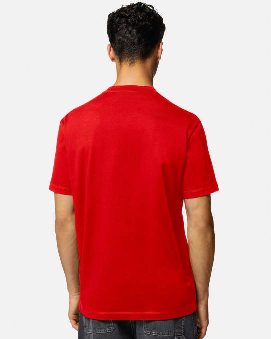 Versace ropa hombres camiseta con logo universitario bordado 6BPV1405 rojo