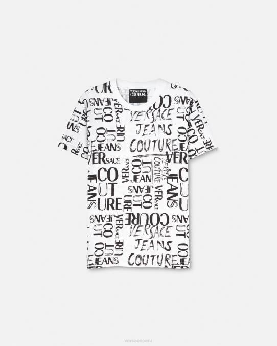 Versace ropa hombres camiseta con logo y garabato 6BPV2369 blanco