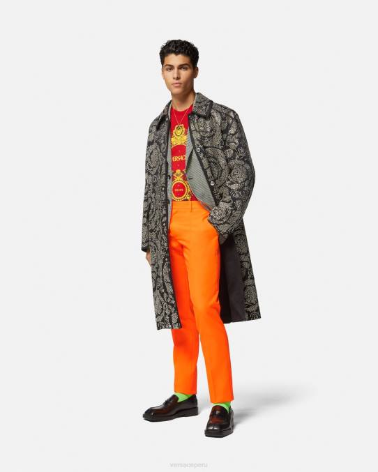 Versace ropa hombres camiseta con rejilla de cristal barroco 6BPV1401 rojo