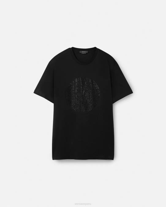 Versace ropa hombres camiseta con silueta barroca 6BPV1378 negro