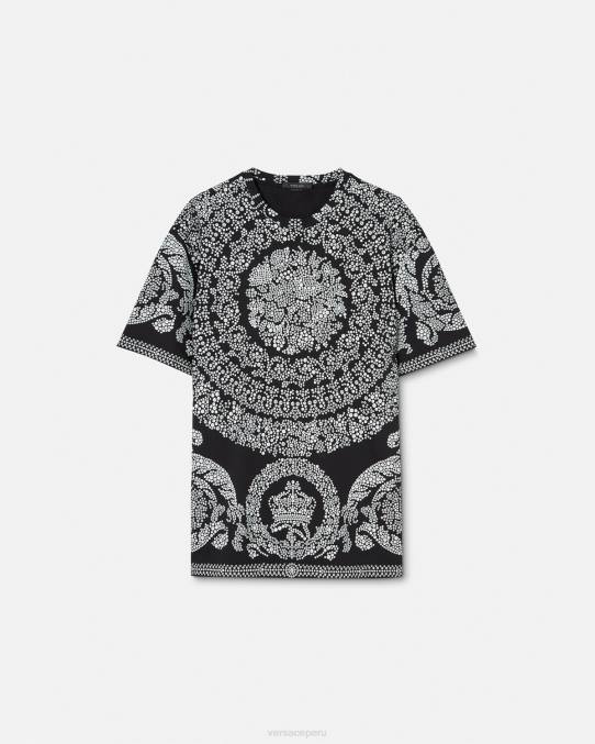 Versace ropa hombres camiseta con silueta barroca 6BPV1392 negro