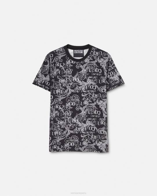 Versace ropa hombres camiseta de alta costura con logo 6BPV2385 negro y estampado