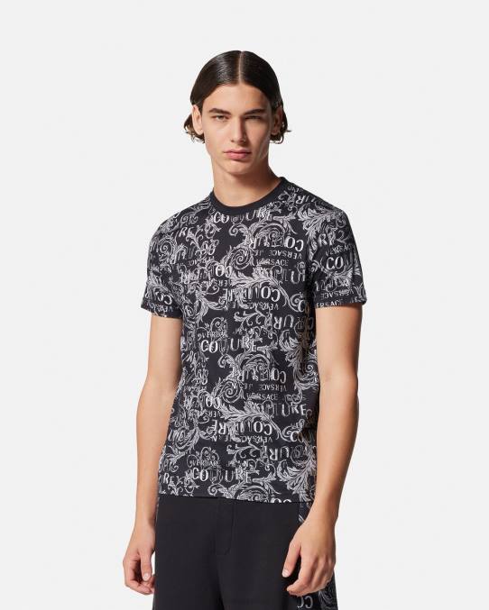 Versace ropa hombres camiseta de alta costura con logo 6BPV2385 negro y estampado