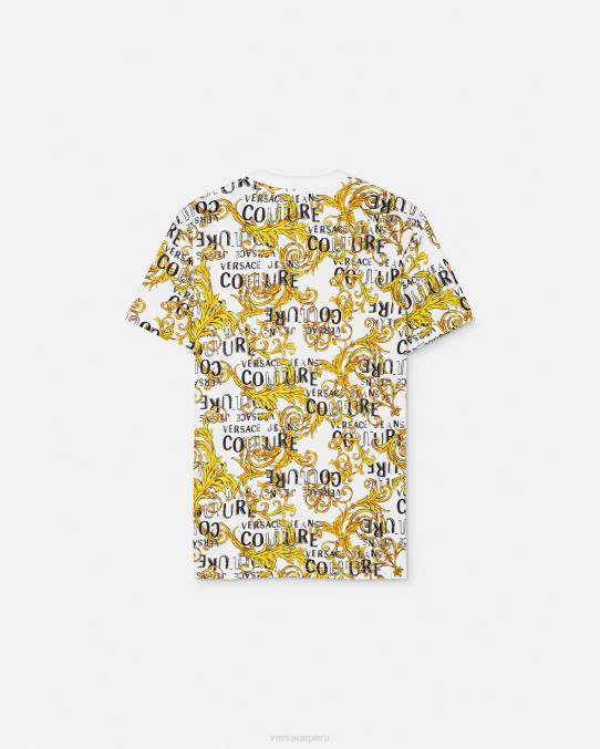 Versace ropa hombres camiseta de alta costura con logo 6BPV2386 oro y blanco