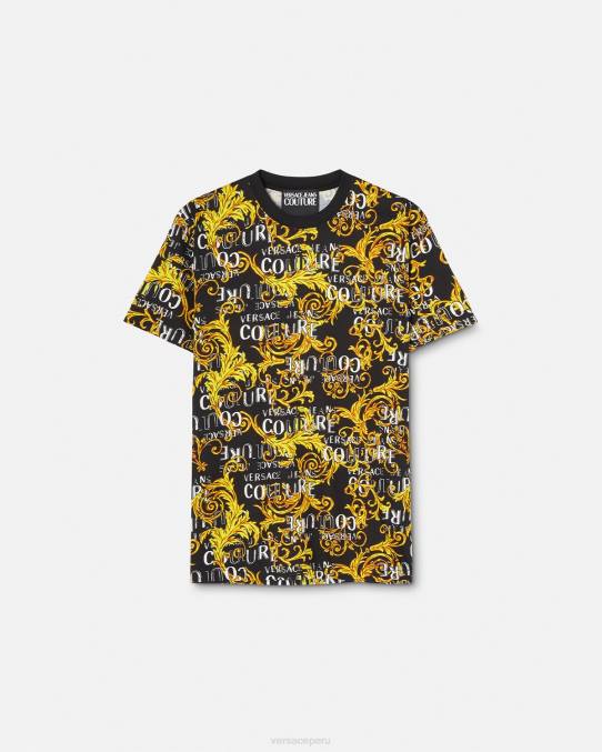 Versace ropa hombres camiseta de alta costura con logo 6BPV2387 oro negro
