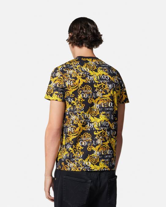 Versace ropa hombres camiseta de alta costura con logo 6BPV2387 oro negro