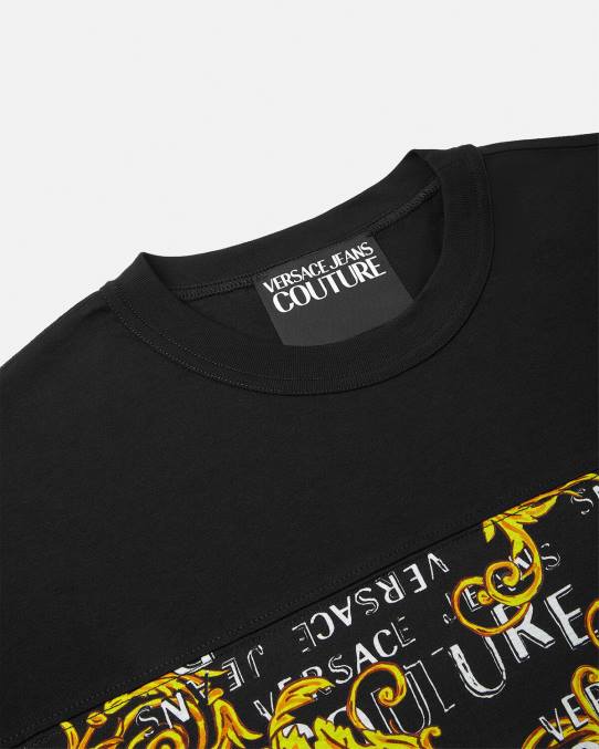 Versace ropa hombres camiseta de alta costura con logo 6BPV2388 oro negro