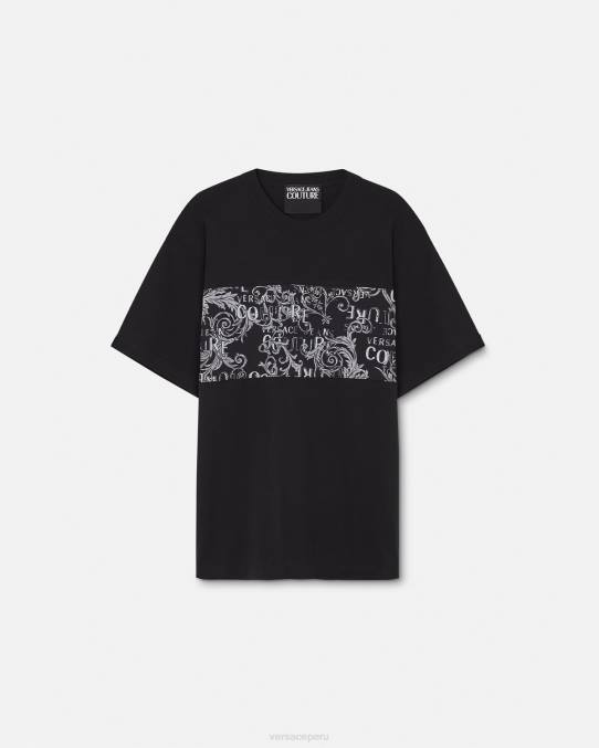 Versace ropa hombres camiseta de alta costura con logo 6BPV2389 negro y estampado