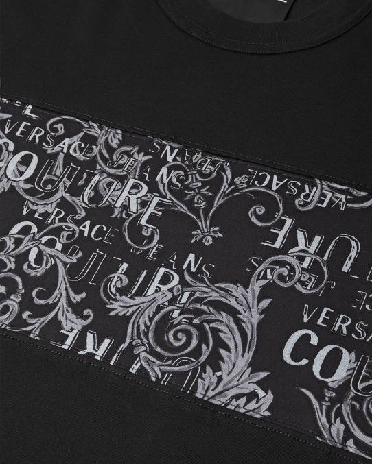 Versace ropa hombres camiseta de alta costura con logo 6BPV2389 negro y estampado