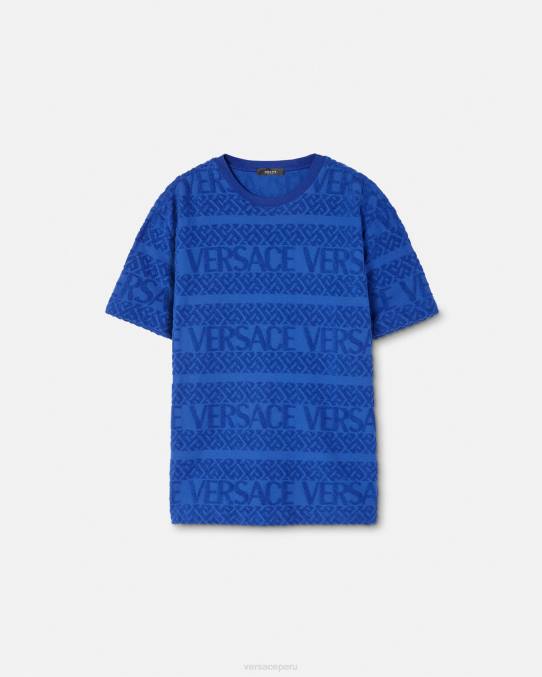 Versace ropa hombres camiseta de felpa integral 6BPV1407 azul