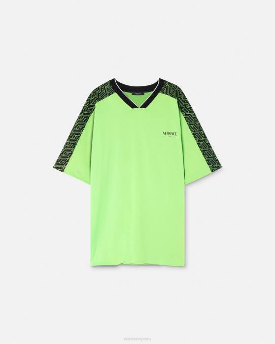 Versace ropa hombres camiseta gimnasio la greca 6BPV1462 verde y negro
