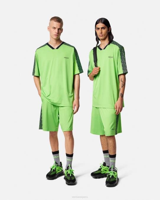 Versace ropa hombres camiseta gimnasio la greca 6BPV1462 verde y negro