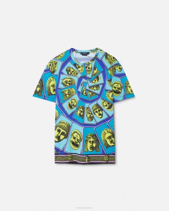 Versace ropa hombres camiseta le maschere 6BPV1381 imprimir