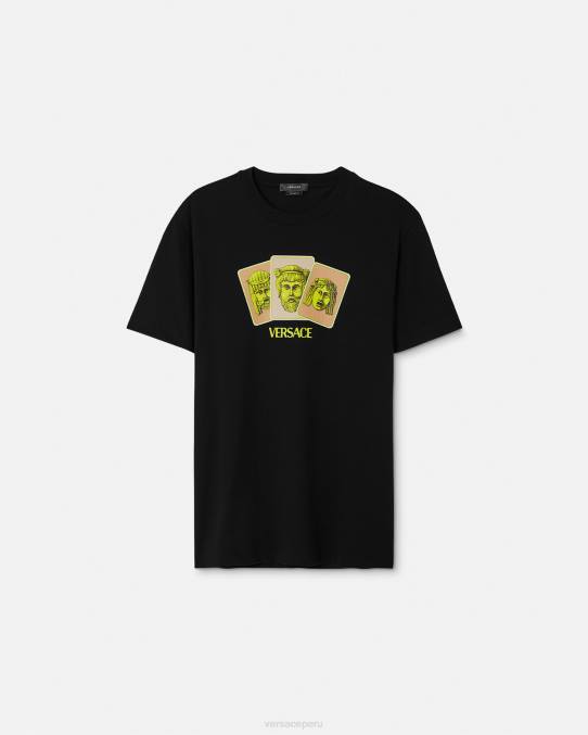 Versace ropa hombres camiseta le maschere 6BPV1382 negro