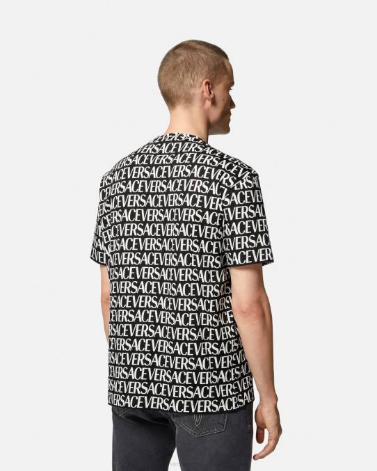 Versace ropa hombres camiseta por toda la prenda 6BPV1390 negro y estampado