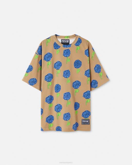 Versace ropa hombres camiseta rosas 6BPV2371 marrón