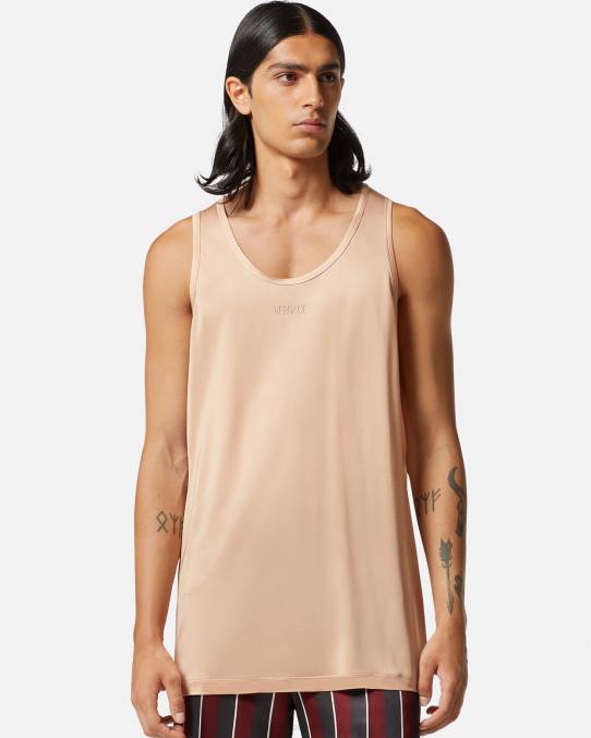 Versace ropa hombres camiseta sin mangas con abertura 6BPV1380 beige