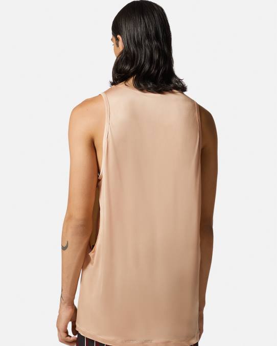 Versace ropa hombres camiseta sin mangas con abertura 6BPV1380 beige