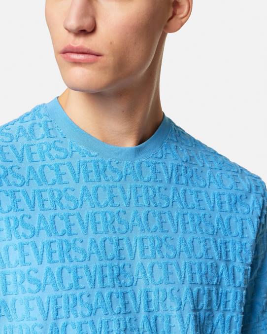 Versace ropa hombres camiseta tipo toalla 6BPV1352 azul claro