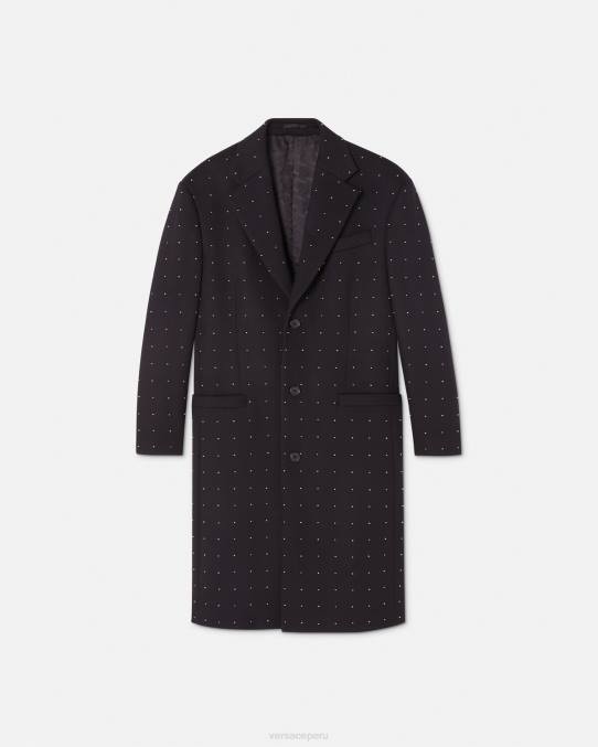 Versace ropa hombres abrigo con botones y botones 6BPV1256 negro