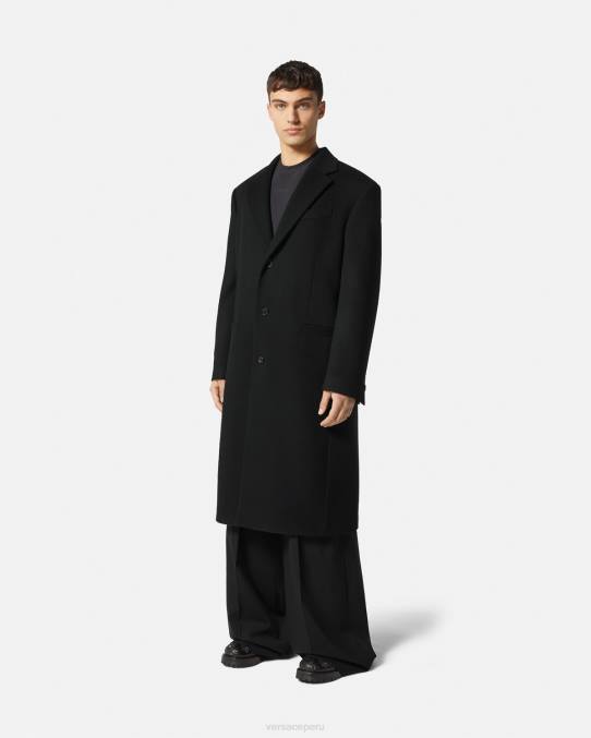 Versace ropa hombres abrigo de lana con botonadura simple 6BPV1245 negro