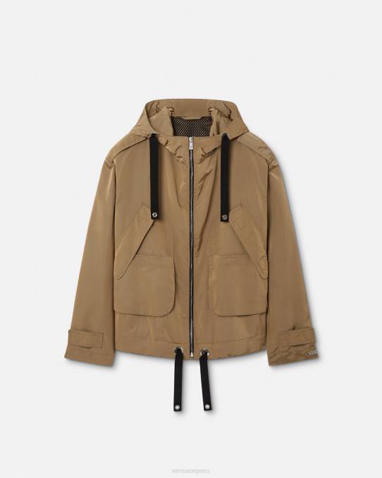 Versace ropa hombres chamarra cortavientos con logo 6BPV1231 beige