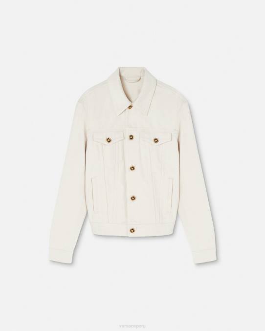 Versace ropa hombres chamarra vaquera con Medusa Biggie 6BPV1222 blanco