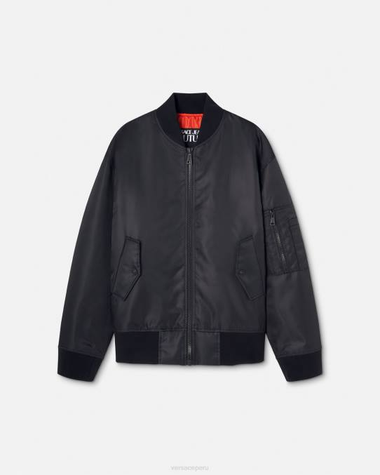 Versace ropa hombres chaqueta bomber con emblema en V 6BPV2418 negro