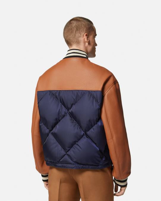 Versace ropa hombres chaqueta bomber con logo universitario 6BPV1257 azul Marrón
