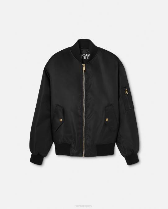 Versace ropa hombres chaqueta bomber de alta costura con logo 6BPV2417 oro negro