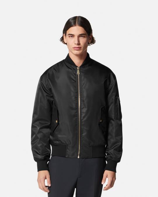 Versace ropa hombres chaqueta bomber de alta costura con logo 6BPV2417 oro negro
