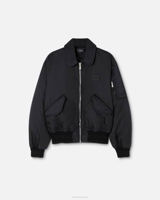 Versace ropa hombres chaqueta bomber de conejo del festival de primavera 6BPV1244 negro