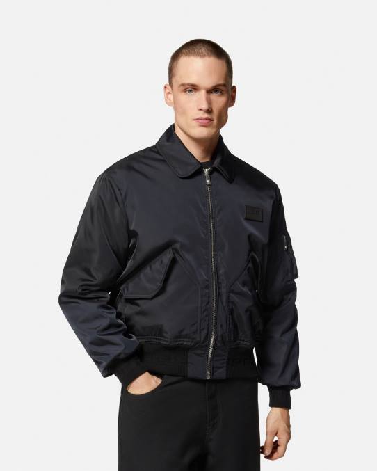 Versace ropa hombres chaqueta bomber de conejo del festival de primavera 6BPV1244 negro