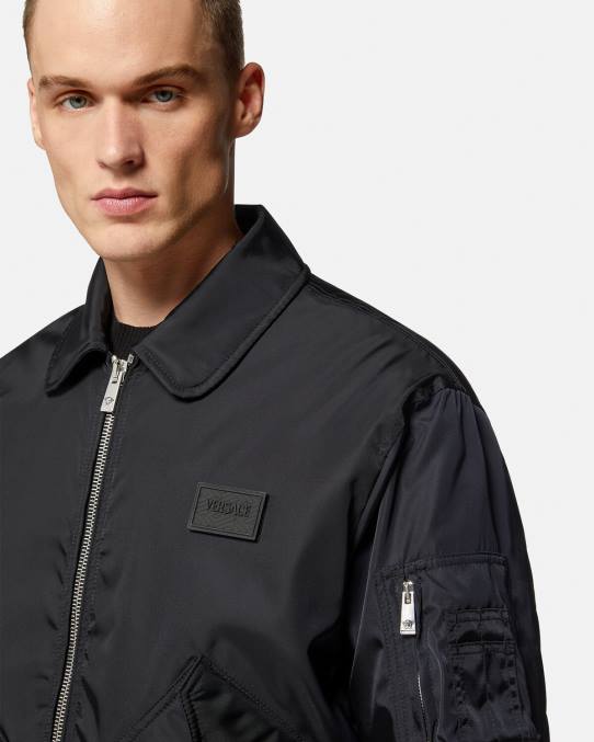 Versace ropa hombres chaqueta bomber de conejo del festival de primavera 6BPV1244 negro