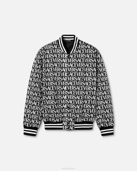 Versace ropa hombres chaqueta bomber integral 6BPV1238 negro y estampado