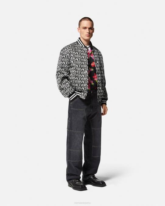 Versace ropa hombres chaqueta bomber integral 6BPV1238 negro y estampado