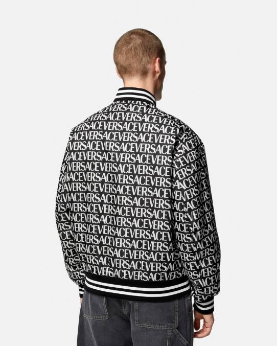 Versace ropa hombres chaqueta bomber integral 6BPV1238 negro y estampado